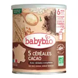 Céréales bébé dès 6 mois 5 céréales Cacao Bio BABYBIO