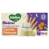Lait et Céréales bébé du soir dès 12 mois Carottes Petits pois Blédiner BLEDINA