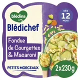 Plat bébé du soir dès 12 mois Fondue de Courgettes et Macaroni Blédichef BLEDINA