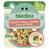 Plat bébé dès 15 mois Brocolis Pâtes Jambon et Crème Morceaux à dévorer BLEDINA
