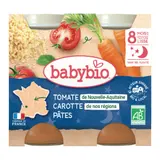 Plat bébé du soir dès 8 mois Carotte Tomate Pâtes Menu du Jour BABYBIO