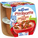 Plat bébé dés 12 mois Lentilles vertes Jambon P'tite recette NATURNES