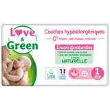 Couches Bébé Taille 1 2-5kg Hypoallergéniques Naturelles LOVE & GREEN