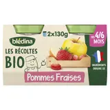 Compote bébé dès 6 mois Pomme Fraise Bio Les Récoltes BLEDINA