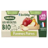 Compote bébé dès 4/6 mois Pomme Poire Bio Les Récoltes BLEDINA