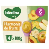 Compote bébé dès 6 mois Harmonie de Fruits Sans Sucres Ajoutés BLEDINA