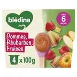 Compote bébé dès 8 mois Pomme Rhubarbe Fraise BLEDINA