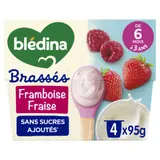 Dessert lacté bébé dès 6 mois Framboise Fraise Brassés BLEDINA