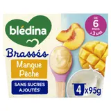 Dessert lacté bébé dès 6 mois Mangue Pêche Brassés BLEDINA