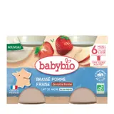 Dessert lacté bébé Brassé dès 6 mois Pomme Fraise Bio BABYBIO