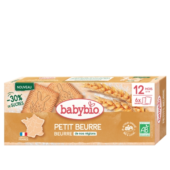 Biscuits Bébé dès 12 mois Petits beurre Bio réduit en sucres BABYBIO