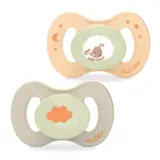 Sucettes Silicone Anatomique Extra-Fine Éco-Conçue Nuit 0-6 Mois Beige Gris LUC ET LEA