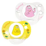 Sucettes Silicone 6-18 Mois Physiologiques Avec Anneau Jaune Rose Barbapapa LUC ET LEA