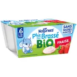 Dessert lacté bébé dès 6 mois Fraise Bio P'tit Brassé NATURNES