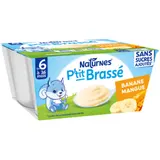 Dessert lacté bébé dès 6 mois Banane Mangue Sans Sucres Ajoutés P'tit Brassé NATURNES