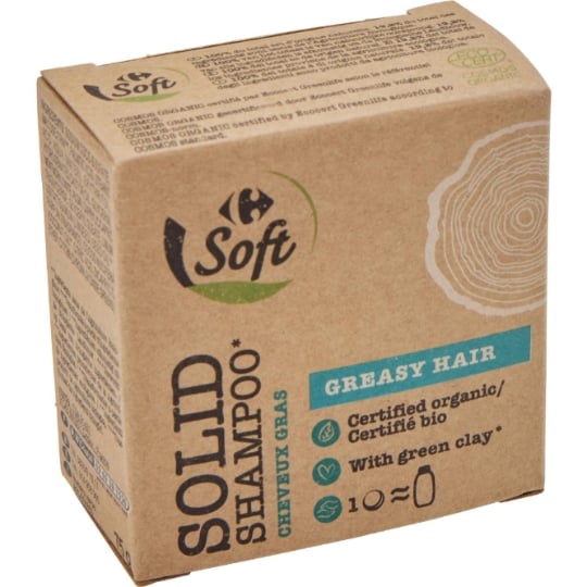 Shampoing Solide pour Cheveux gras Certifié Argile Verte CARREFOUR SOFT