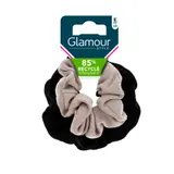 Chouchou à Cheveux Torsadé Noir et Gris GLAMOUR STYLE