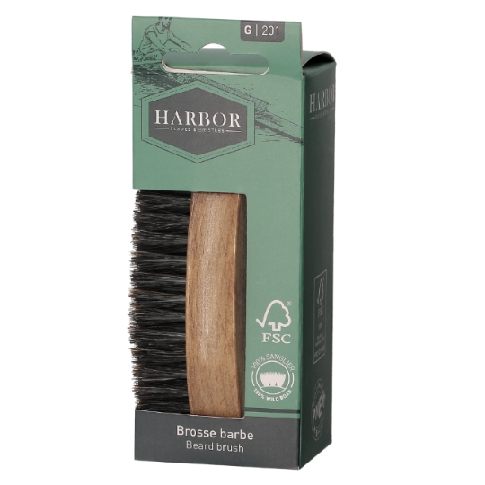 Brosse à Barbe de Poche Bois 100% Poils de Sanglier HARBOR