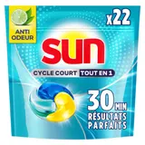 Capsules pour Lave-Vaisselle Tout en 1 Anti Odeurs - Cycle Court SUN