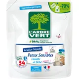 Lessive liquide Peaux Sensibles Famille et Bébé Hypollergénique Ecolabel L'ARBRE VERT