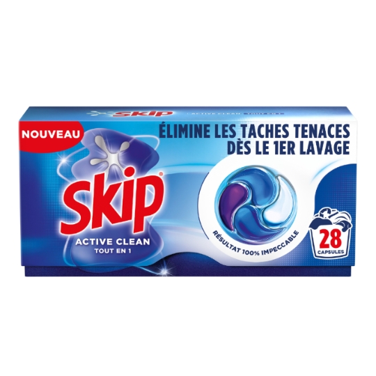 Lessive Capsules Active Clean Tout en 1 SKIP