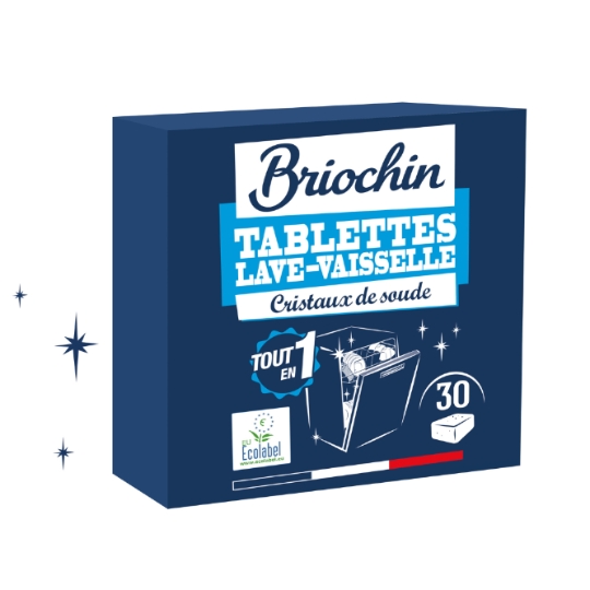 Tablettes Lave-vaisselle Cristaux de Soude Tout en 1 Ecolabel BRIOCHIN