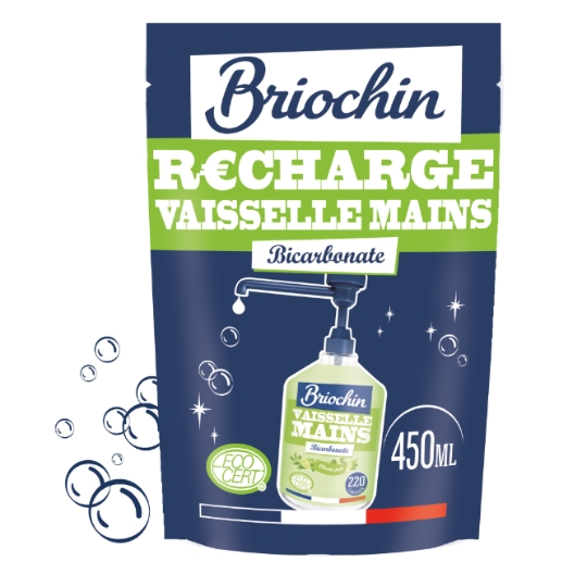 Liquide vaisselle Recharge Bicarbonate Ultra Désincrustant Doux pour les Mains BRIOCHIN