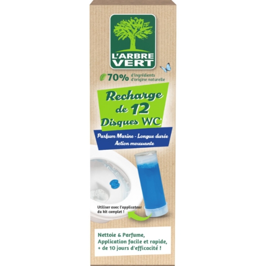 Recharge Disques WC Parfum Marine Longue Durée Action Moussante L'ARBRE VERT