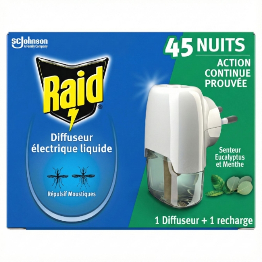 Anti-Moustiques Diffuseur Répulsif Moustiques à l'Eucalyptus et Menthe RAID