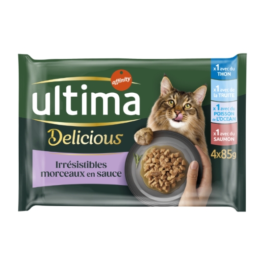 Pâtée Pour Chat Adulte Stérilisé En sauce Saumon ULTIMA FIT & DELICIOUS ULTIMA