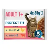 Pâtée pour Chat Adulte Stérilisé en Sauce Poulet Boeuf PERFECT FIT