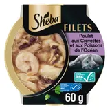 Pâtée Pour Chat Adulte Filets Poulet Crevettes Poisson SHEBA