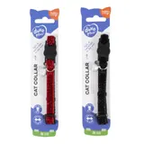 Collier Pour Chat Nylon Paillettes Rouge Et Noir Fermeture Sécurisée DUVO+