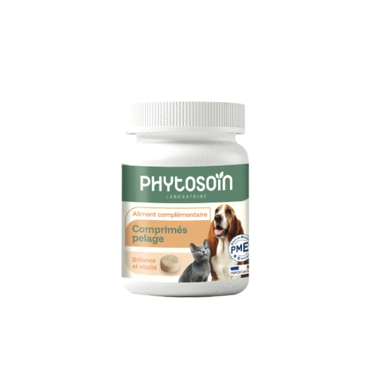Aliment Complémentaire Pour Chien et Chat en Comprimés pour Pelage Brillance et Vitalité PHYTOSOIN