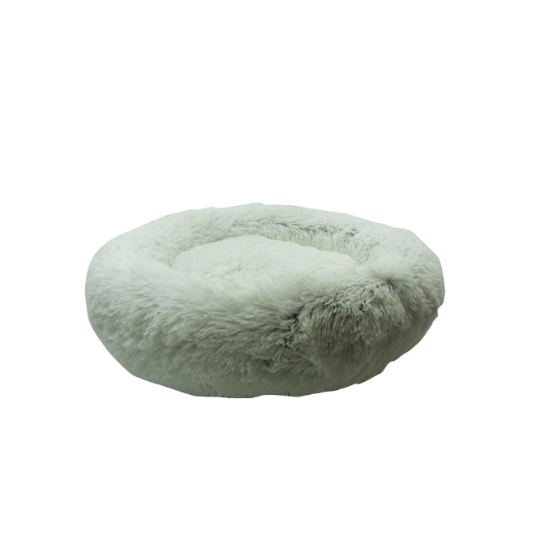 Coussin Pour Chien Forme Donut Doux Peluche Gris T90 AIME