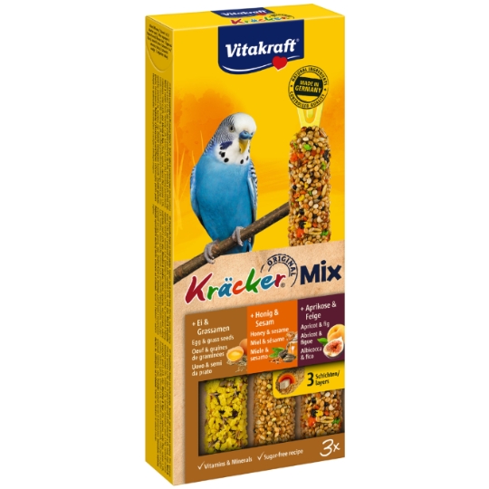 Friandise Sticks Pour Perruche Sans Sucre Ajouté Oeuf Fruit Miel Kracker Original VITAKRAFT