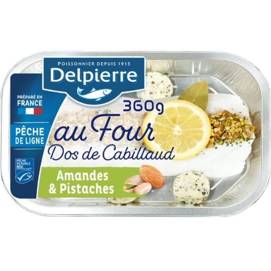 Dos de Cabillaud MSC Amandes Pistaches et Basilic DELPIERRE