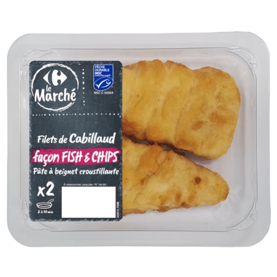 Filet de Cabillaud Pané Façon Fish & Chips CARREFOUR LE MARCHE
