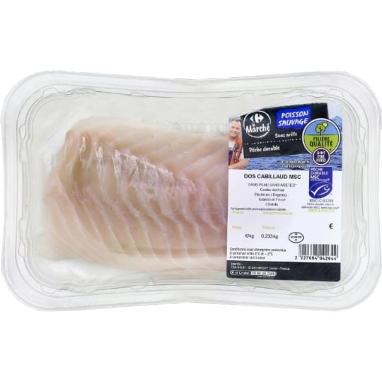 Dos de Cabillaud MSC Sans Arête FILIERE QUALITE CARREFOUR