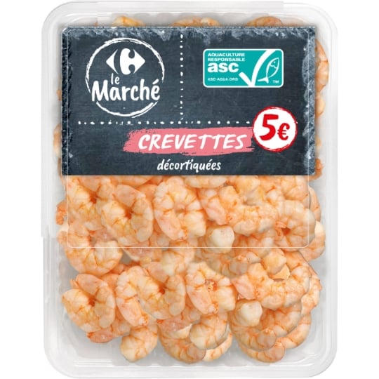 Crevettes Décortiquées Nature ASC CARREFOUR LE MARCHE