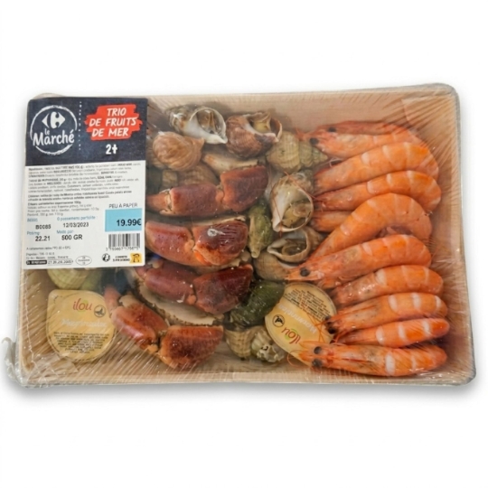 Trio de Fruits de Mer : Demi Tourteau Crevettes et Bulots CARREFOUR LE MARCHE