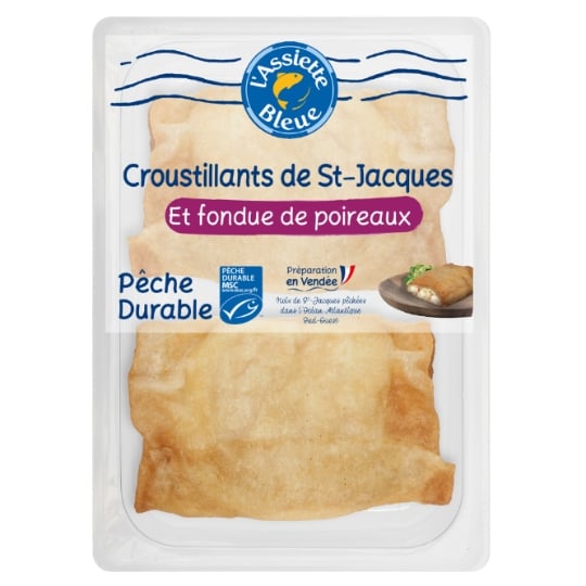 Plat Cuisiné : Croustillant de St Jacques et Fondue de Poireaux