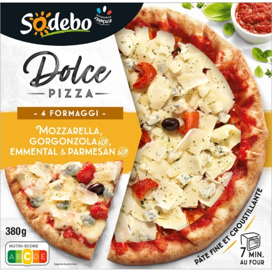 Pizza Dolce 4 formaggi mozzarella gorgonzola grana padano parmesan SODEBO