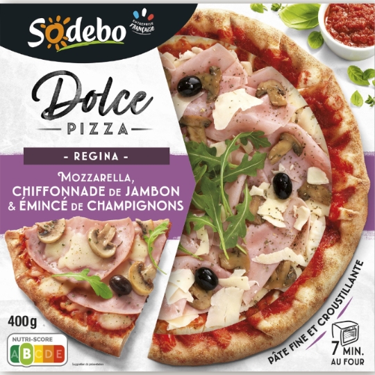 Pizza Dolce Regina mozzarella jambon champignons SODEBO
