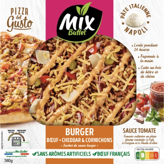 Pizza Burger Bœuf Cheddar et Cornichons MIX BUFFET
