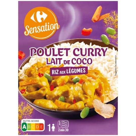 Plat cuisiné poulet curry riz CARREFOUR SENSATION