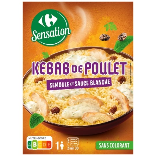 Plat cuisiné kebab poulet semoule CARREFOUR SENSATION