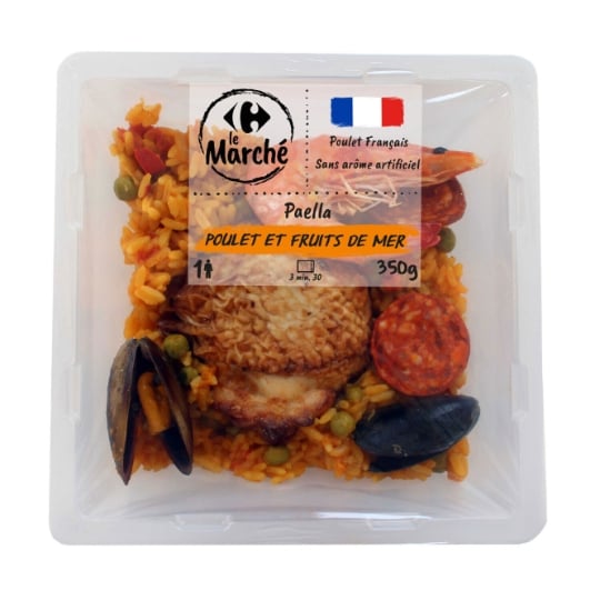 Plat cuisiné Paëlla poulet et fruits de mer CARREFOUR LE MARCHE