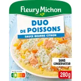 Plat cuisiné duo de poissons riz, sauce citron FLEURY MICHON