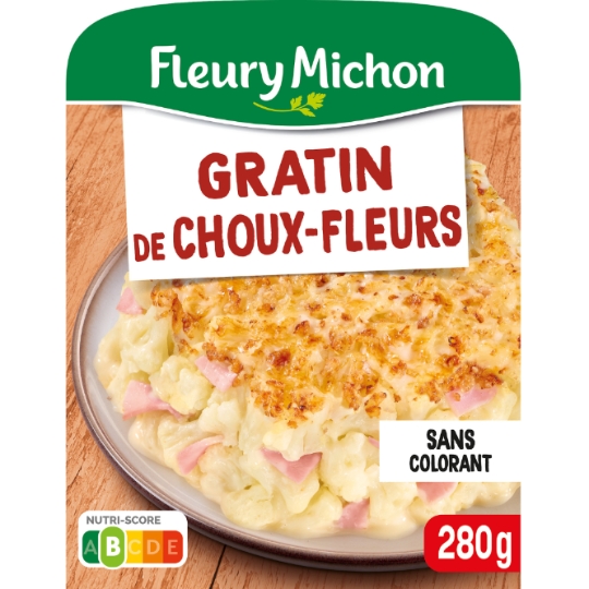 Plat cuisiné gratin de choux-fleurs au jambon sans nitrite FLEURY MICHON